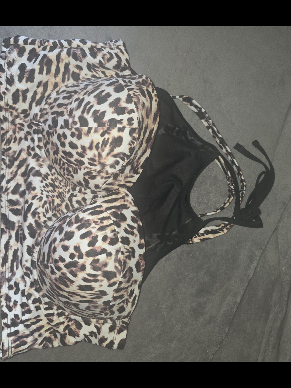 torrid Leopard Print Padded Swim Top with Black Mesh